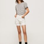Black Ruffled-Sleeves Striped T-Shirt Pepe Jeans L20F2F391 Women