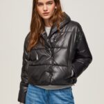 Black Shiny Padded Down Jacket Pepe Jeans L20F2F123 Women