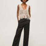Black Straight Trousers In Flowy Fabric Pepe Jeans L20F2F291 Women