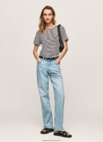 Black Striped Print T-Shirt Pepe Jeans L20F2F459 Women - Image 2