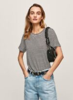 Black Striped Print T-Shirt Pepe Jeans L20F2F459 Women
