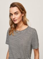 Black Striped Print T-Shirt Pepe Jeans L20F2F459 Women - Image 3