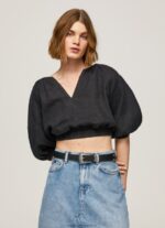 Black V-Neck Cropped Fit Top Pepe Jeans L20F2F374 Women