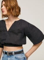 Black V-Neck Cropped Fit Top Pepe Jeans L20F2F374 Women - Image 3