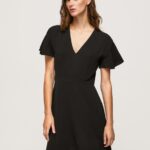 Black V Neck Short Dress Pepe Jeans L20F2F195 Women