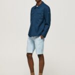 Bleach Blue Cotton Chino Shorts Pepe Jeans L20F2F1115 Men