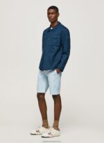 Bleach Blue Cotton Chino Shorts Pepe Jeans L20F2F1115 Men