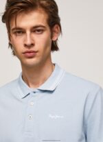 Bleach Blue Embroidered Logo Pique Polo Shirt Pepe Jeans L20F2F1080 Men - Image 3
