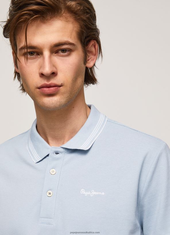 Bleach Blue Embroidered Logo Pique Polo Shirt Pepe Jeans L20F2F1080 Men - Image 3