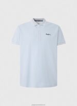 Bleach Blue Embroidered Logo Pique Polo Shirt Pepe Jeans L20F2F1080 Men - Image 5