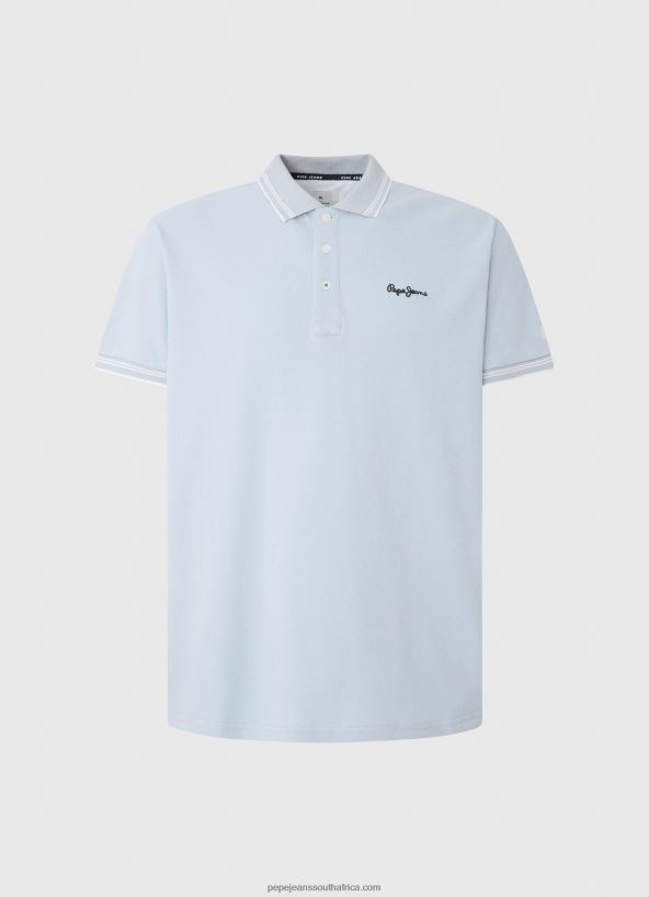Bleach Blue Embroidered Logo Pique Polo Shirt Pepe Jeans L20F2F1080 Men - Image 5