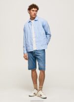 Bleach Blue Lambert Fil A Fil Straight Fit Shirt Pepe Jeans L20F2F1030 Men - Image 2