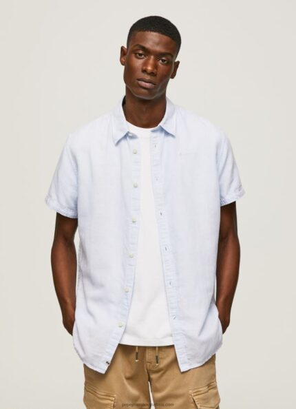 Bleach Blue Parker Short Sleeved Shirt Pepe Jeans L20F2F1054 Men