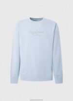 Bleach Blue Printed Logo Cotton Jumper Pepe Jeans L20F2F876 Men - Image 5