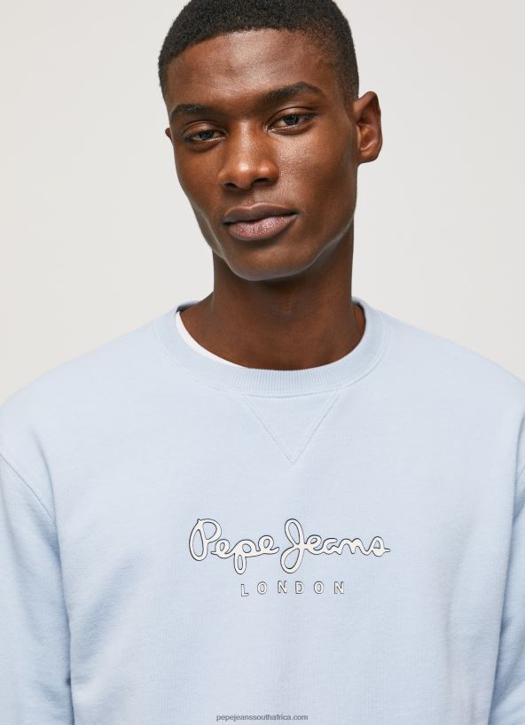 bleach_blue_printed_logo_cotton_jumper_pepe_jeans_l20f2f876_men.jpg Bleach Blue Printed Logo Cotton Jumper Pepe Jeans L20F2F876 Men - Image 1