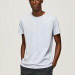 Bleach Blue Printed Logo Cotton T-Shirt Pepe Jeans L20F2F947 Men