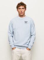 Bleach Blue Rounded Collar Cotton Jumper Pepe Jeans L20F2F869 Men