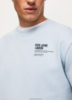 Bleach Blue Rounded Collar Cotton Jumper Pepe Jeans L20F2F869 Men - Image 3