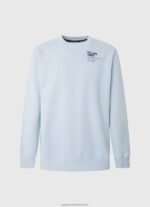 Bleach Blue Rounded Collar Cotton Jumper Pepe Jeans L20F2F869 Men - Image 5