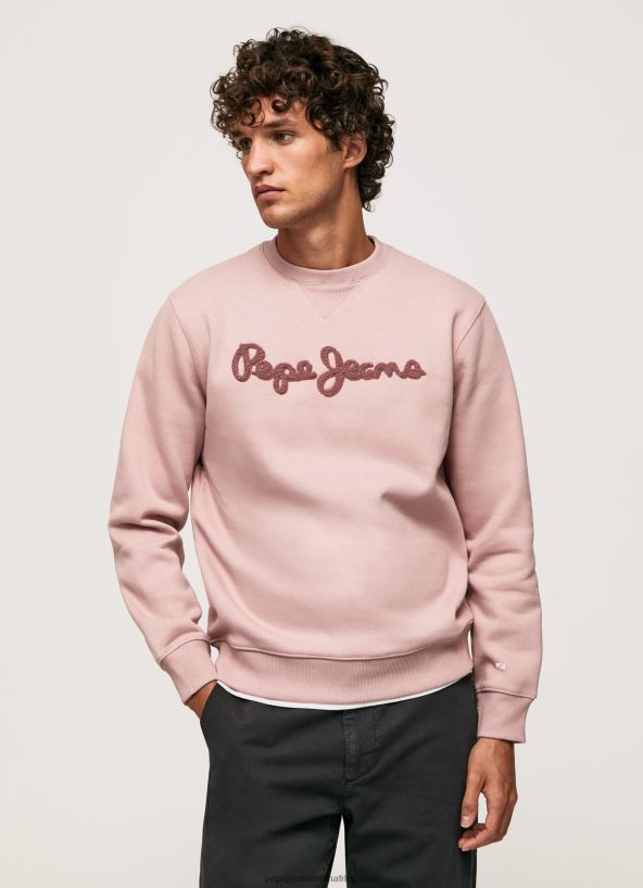 bleach_pink_embroidered_logo_cotton_jumper_pepe_jeans_l20f2f882_men.jpg Bleach Pink Embroidered Logo Cotton Jumper Pepe Jeans L20F2F882 Men - Image 1