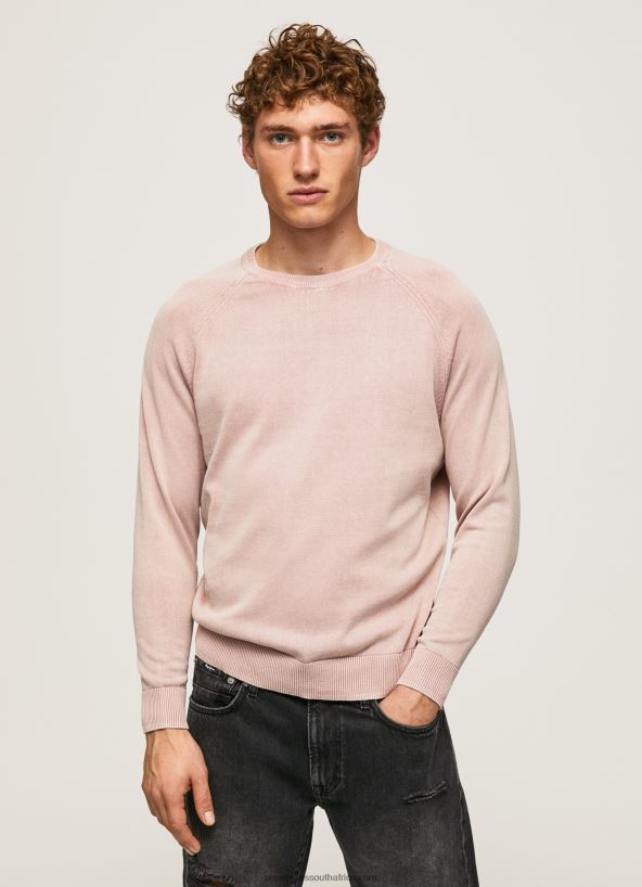 bleach_pink_round_collar_cotton_jersey_pepe_jeans_l20f2f863_men.jpg Bleach Pink Round Collar Cotton Jersey Pepe Jeans L20F2F863 Men - Image 1