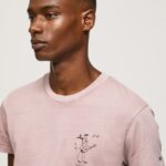 Bleach Pink Washed And Dyed Cotton T-Shirt Pepe Jeans L20F2F928 Men
