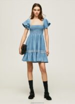 Blue Embroidered Denim Dress Pepe Jeans L20F2F164 Women - Image 2