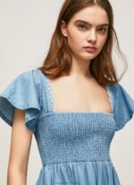 Blue Embroidered Denim Dress Pepe Jeans L20F2F164 Women - Image 3
