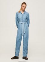 Blue Long Jumpsuit With Belt Detail Pepe Jeans L20F2F192 Women - Image 2