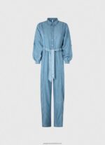 Blue Long Jumpsuit With Belt Detail Pepe Jeans L20F2F192 Women - Image 5