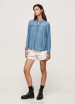 Blue Regular Fit Shirt With Mao Collar Pepe Jeans L20F2F351 Women - Image 2