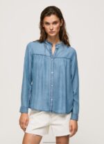 Blue Regular Fit Shirt With Mao Collar Pepe Jeans L20F2F351 Women