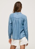 Blue Regular Fit Shirt With Mao Collar Pepe Jeans L20F2F351 Women - Image 4