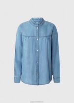 Blue Regular Fit Shirt With Mao Collar Pepe Jeans L20F2F351 Women - Image 5