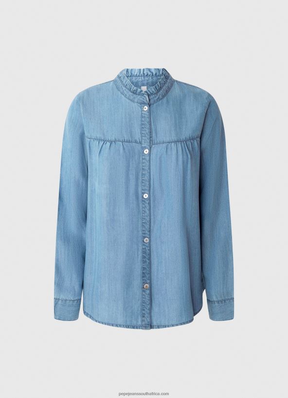 Blue Regular Fit Shirt With Mao Collar Pepe Jeans L20F2F351 Women - Image 5