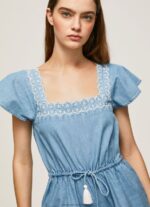 Blue Short Denim Jumpsuit Pepe Jeans L20F2F191 Women - Image 3