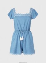 Blue Short Denim Jumpsuit Pepe Jeans L20F2F191 Women - Image 5