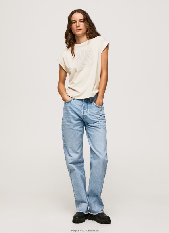 Buff Floral Logo Cotton T-Shirt Pepe Jeans L20F2F402 Women - Image 2