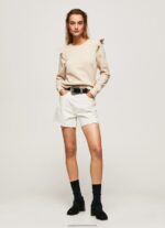 Buff Frilled Cotton Jumper Pepe Jeans L20F2F284 Women - Image 2