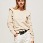 Buff Frilled Cotton Jumper Pepe Jeans L20F2F284 Women