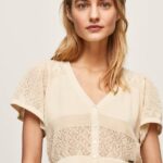 Buttermilk Fine Knit Openwork Cardigan Pepe Jeans L20F2F265 Women