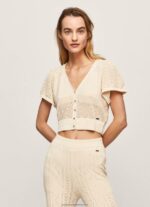 Buttermilk Fine Knit Openwork Cardigan Pepe Jeans L20F2F265 Women - Image 3