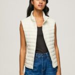 Buttermilk Rubber Patch Logo Padded Waistcoat Pepe Jeans L20F2F132 Women