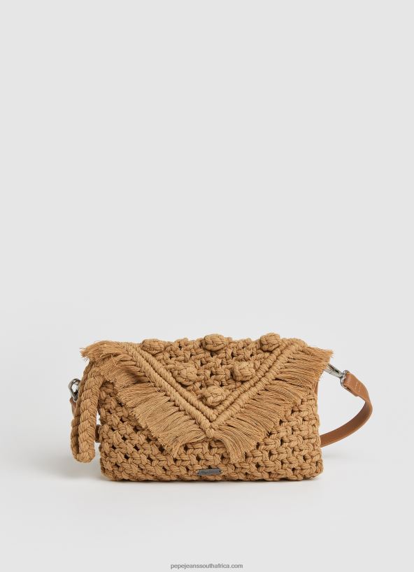 camel_macrame_crossbody_bag_pepe_jeans_l20f2f744_women.jpg Camel Macrame Crossbody Bag Pepe Jeans L20F2F744 Women - Image 1