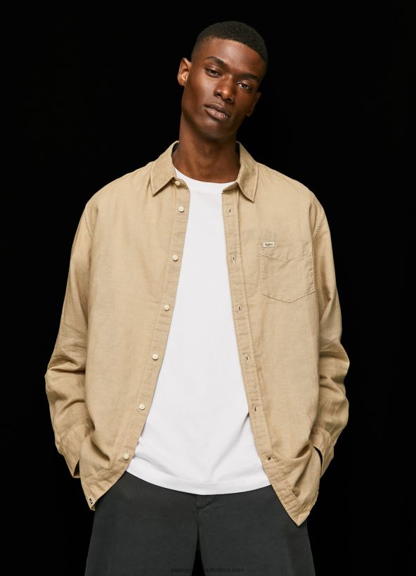 camel_parker_long_sleeved_shirt_pepe_jeans_l20f2f1039_men.jpg Camel Parker Long Sleeved Shirt Pepe Jeans L20F2F1039 Men - Image 1