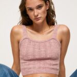 Cloudy Pink Knit Straps Top Pepe Jeans L20F2F247 Women