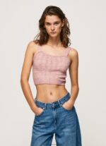 Cloudy Pink Knit Straps Top Pepe Jeans L20F2F247 Women - Image 3