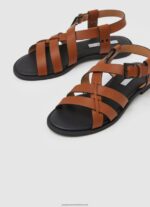 Cognac Hayes Rome Flat Sandals Pepe Jeans L20F2F655 Women - Image 3