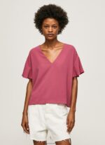 Dark Blush Crepe Top With Frills On Sleeves Pepe Jeans L20F2F375 Women - Image 2