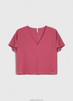 Dark Blush Crepe Top With Frills On Sleeves Pepe Jeans L20F2F375 Women - Image 5